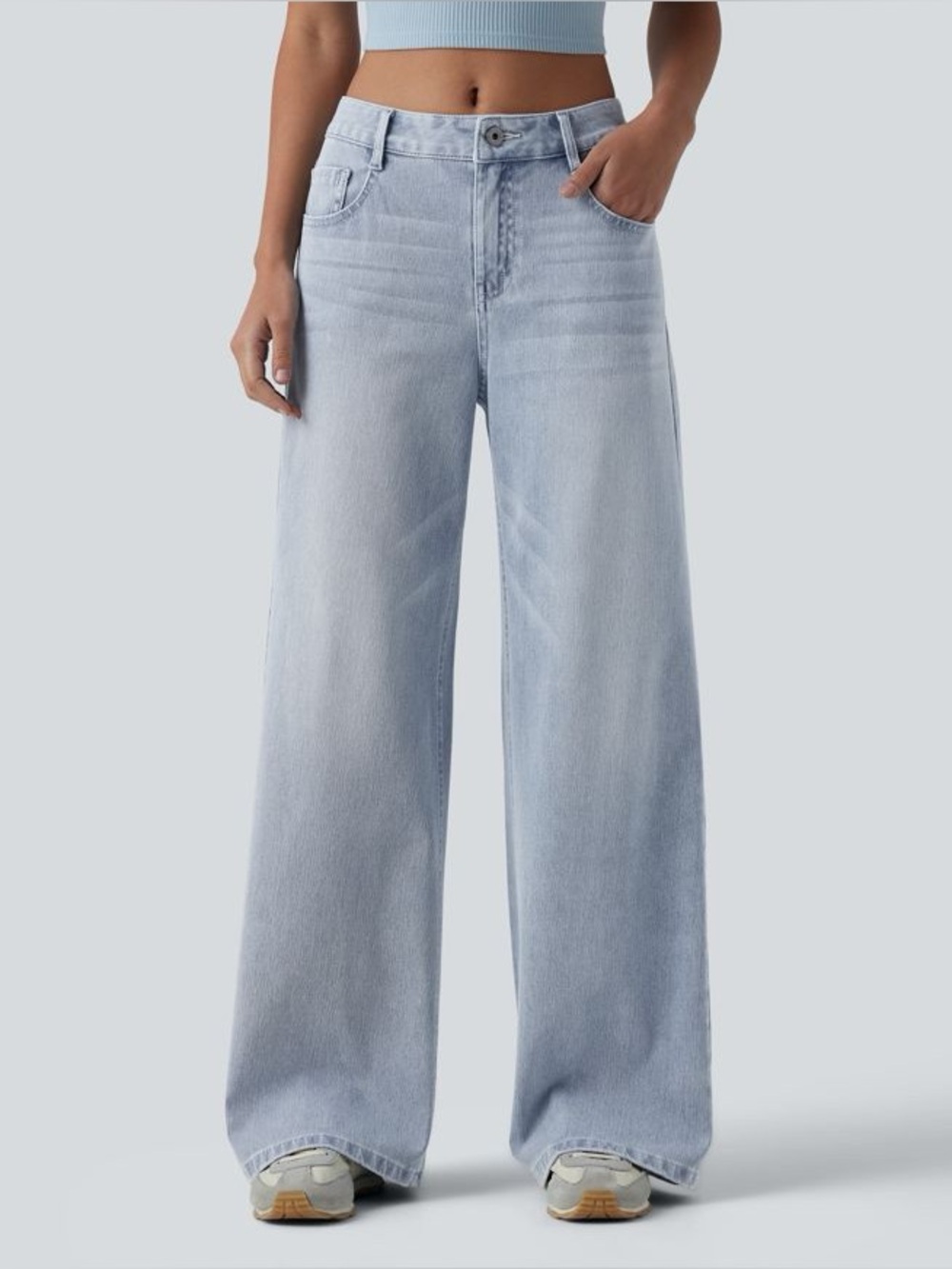 NICOLE MILLER SIZE 14~WIDE LEG DENIM JEANS HIGH RISE THE PERFECT LIGHT WASH
